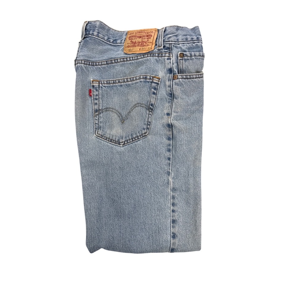 Levis 550 Relaxed Fit Tapered Leg Light Wash Blue Denim Jeans Mens 34x31-see pic